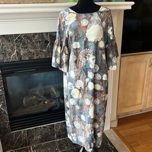 Bryn Walker 100% Linen Lagenlook long midi mustard yellow dress Size Sz small